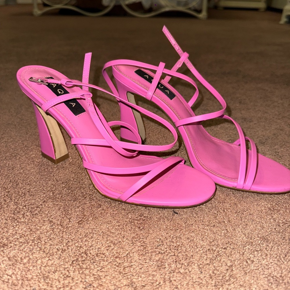 Aqua Bright Pink Strappy Heels